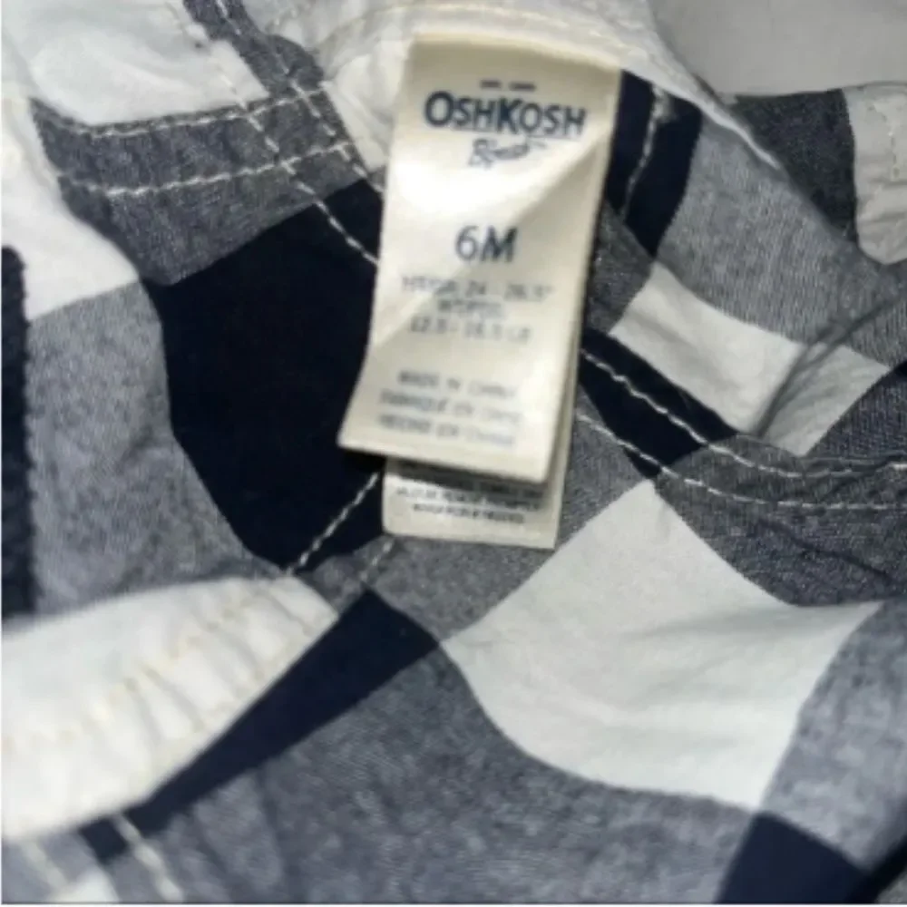 Oshkosh B'Gosh Navy Blue & White Plaid Overalls